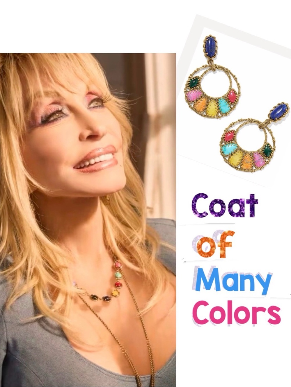 Kendra Scott, DOLLY PARTON, Earrings, COAT OF MANY COLORS, NWT, in Dolly Pouch!